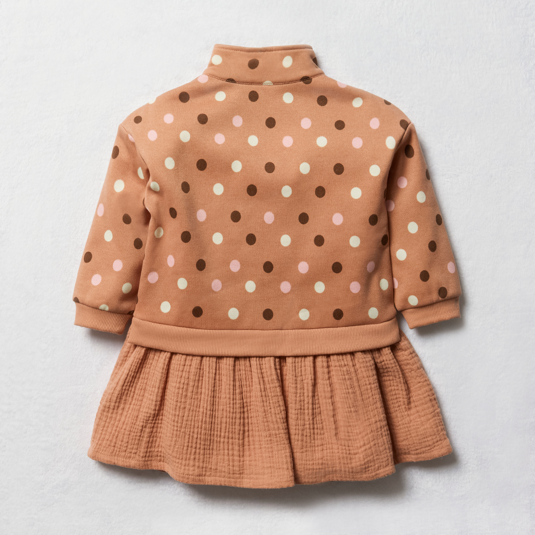 Combo Sweat Dress-MOCHA-2-3 YRS