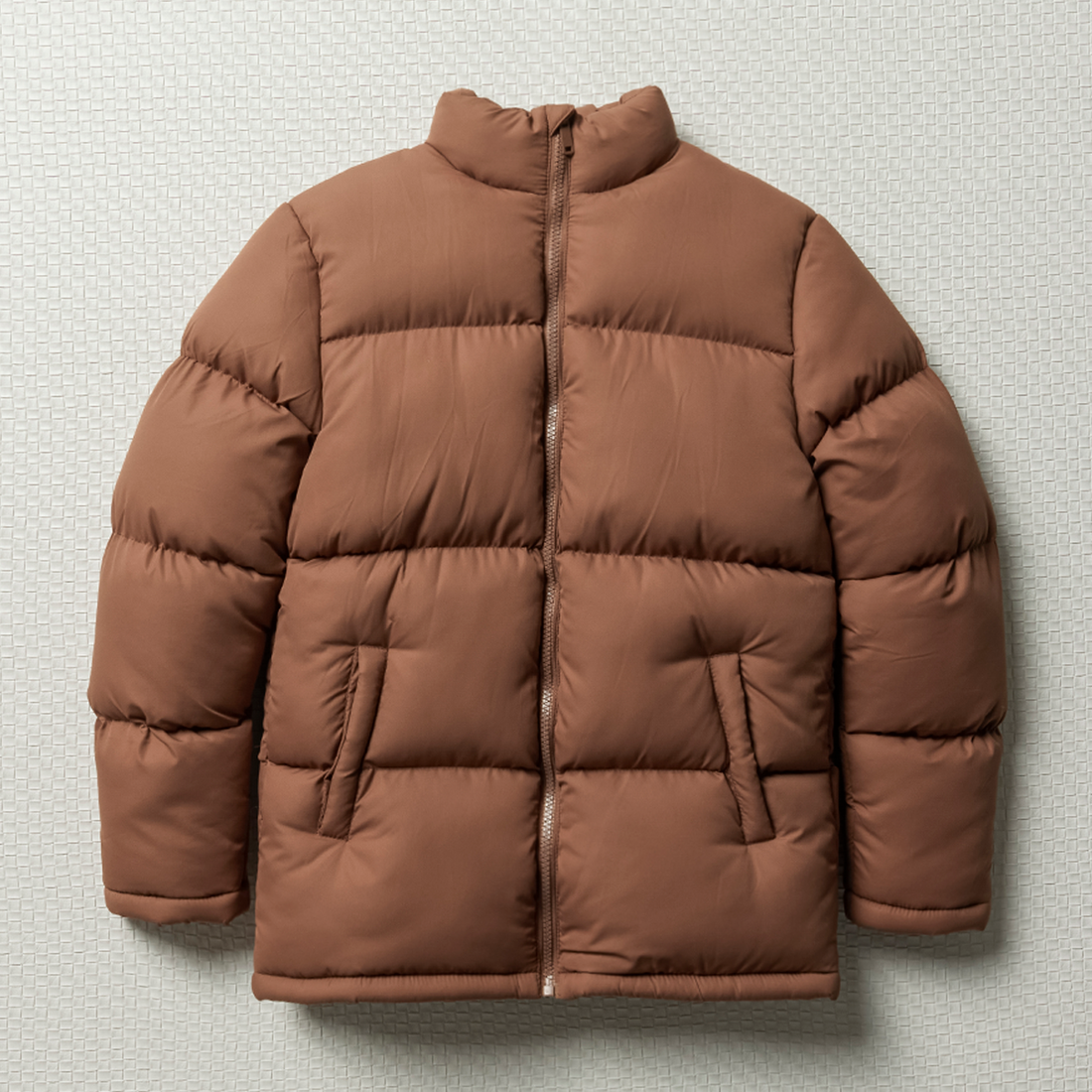 Puffer plain fashion jacket brown-BROWN-11-12 YRS