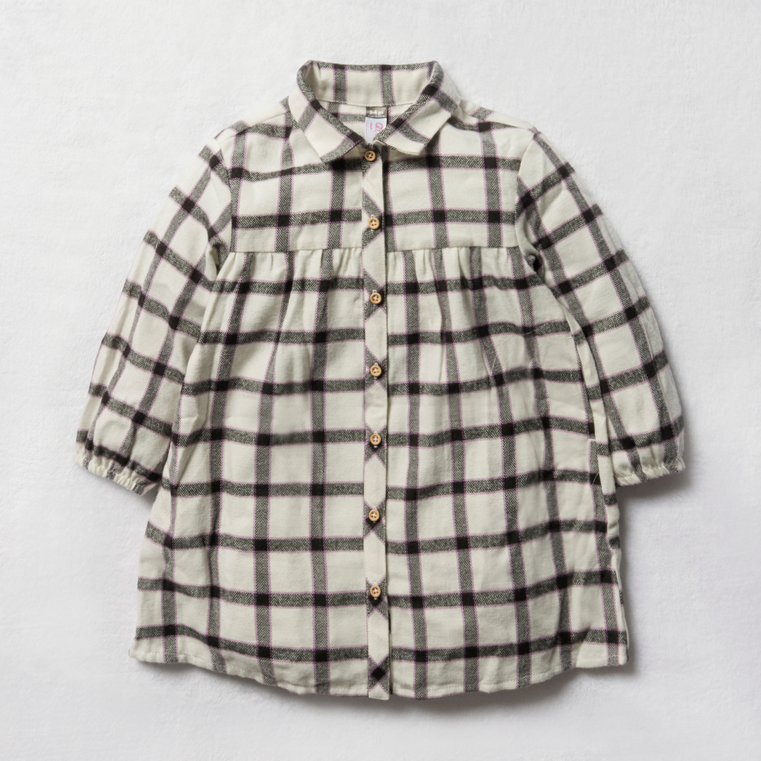 Check Shirt Dress Black and Milk-BLACK-2-3 YRS