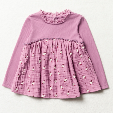 Fabric combo top mauve-MAUVE-2-3 YRS