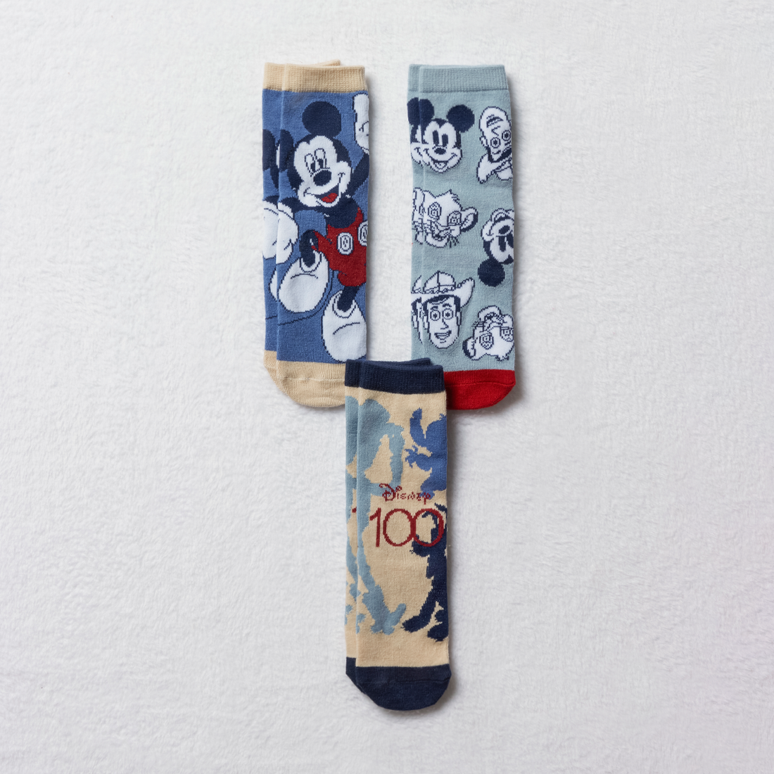 Disney 3 pack socks-MID BLUE-9-12