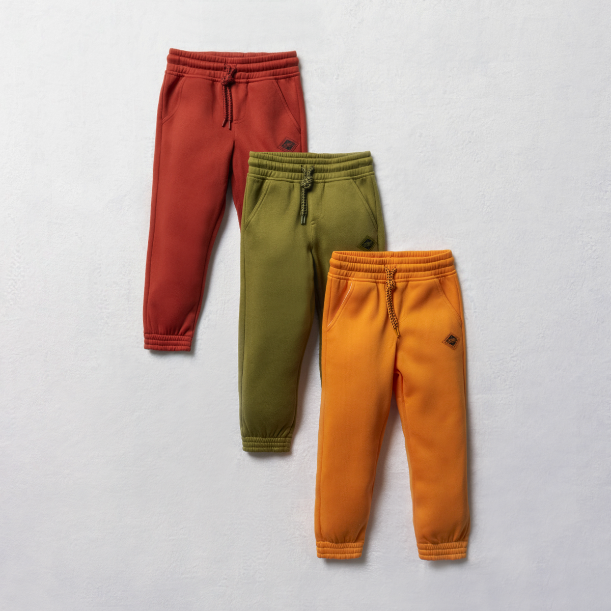 MI 3 pack trackpants fatigue tangerine and burgund-FATIGUE-3-4 YRS