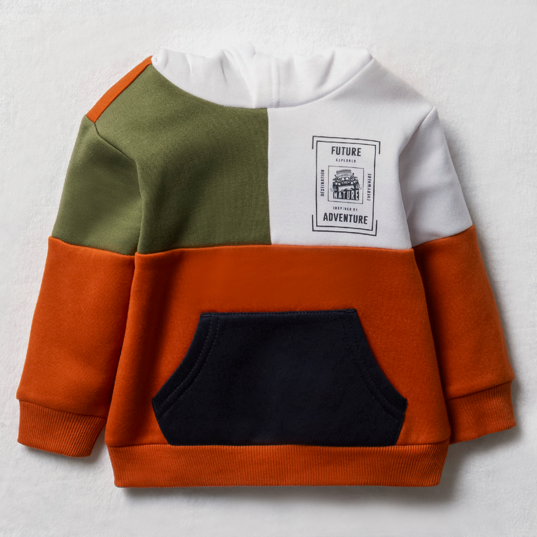 Hooded colourblock tracktop styled rust-RUST-6-12 MTHS