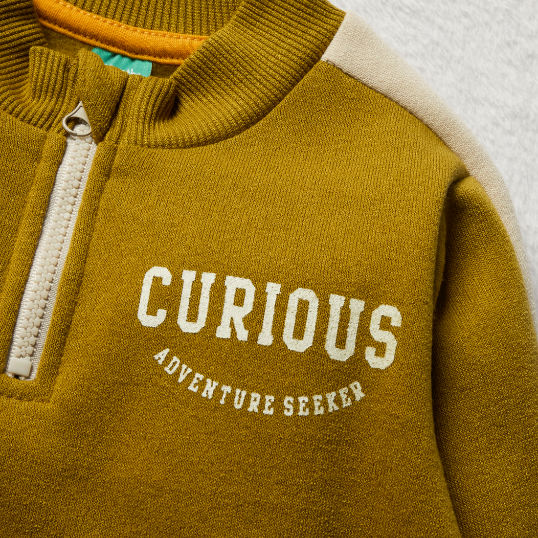 turtleneck quarter zip with colourblocking fatigue-FATIGUE-6-12 MTHS