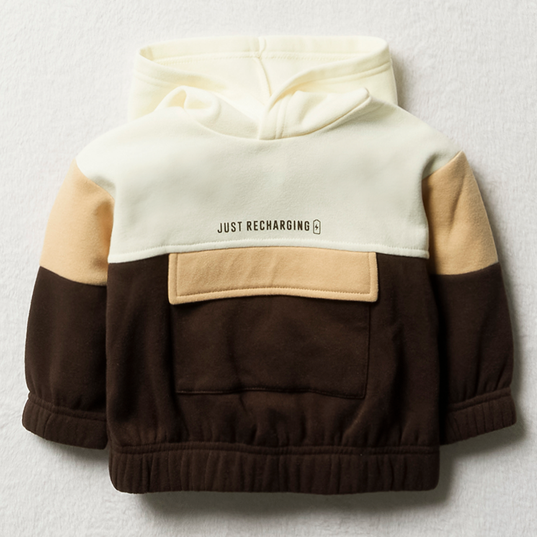 Hooded  colourblocked tracktop styled irish cream-CREAM-6-12 MTHS