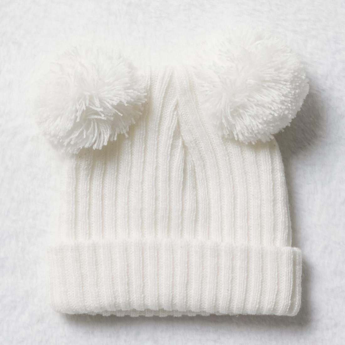 Double pom NB hat plain opt white-WHITE-ONE SIZE