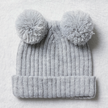 Double pom NB hat plain grey melange-GREY MELANGE-ONE SIZE