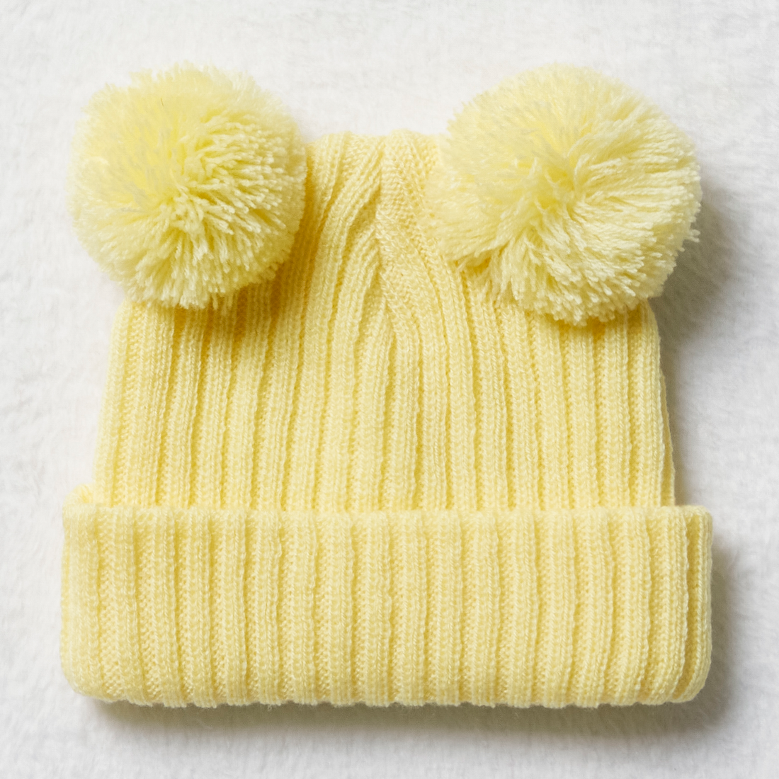 Double pom NB hat plain opt pale-LEMON-ONE SIZE