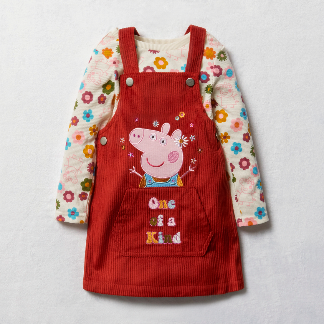 Peppa Pig corduroy pinafore and t-shirt set rust-RUST-3-4 YRS