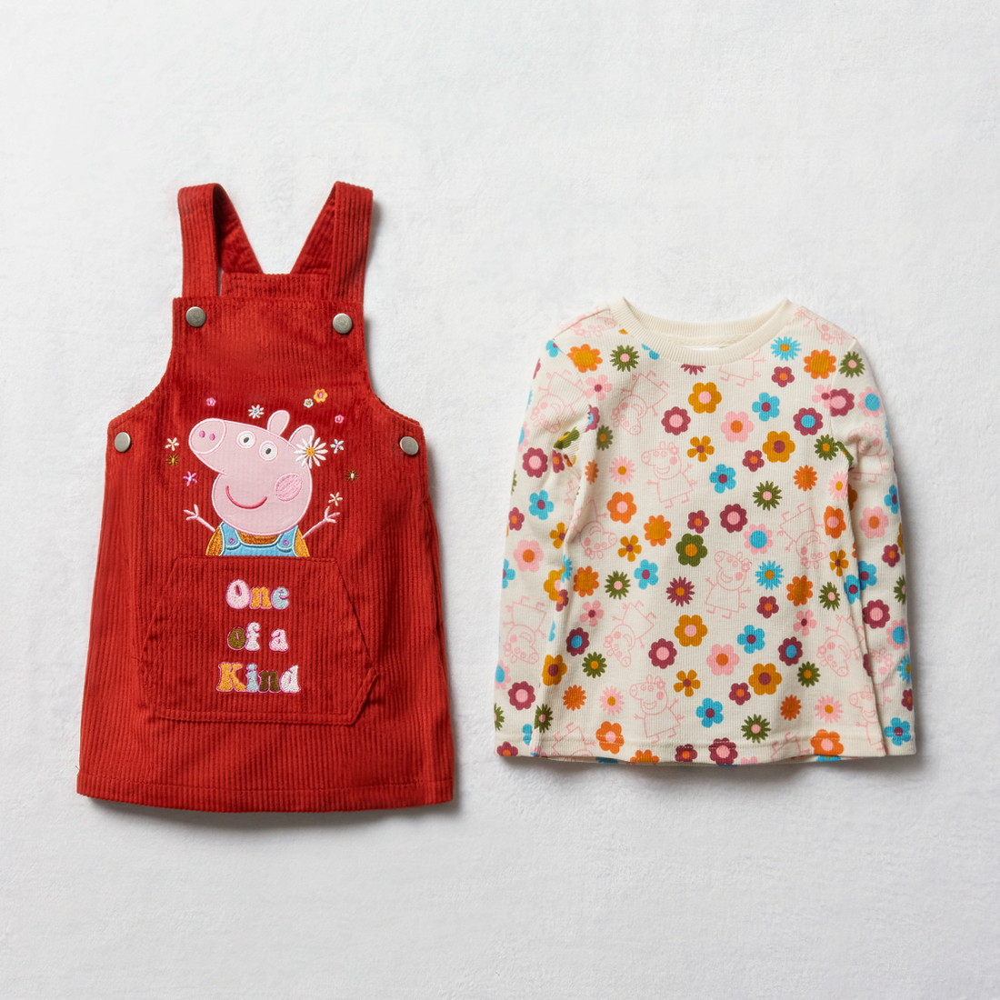 Peppa Pig corduroy pinafore and t-shirt set rust-RUST-3-4 YRS