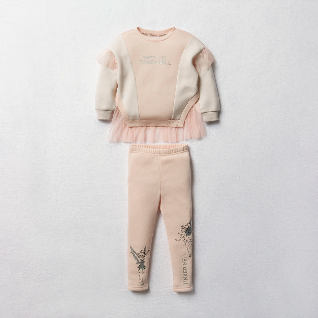 Tinkerbell tulle sleeve tracktop and fleece leggin-LIGHT PINK-3-4 YRS