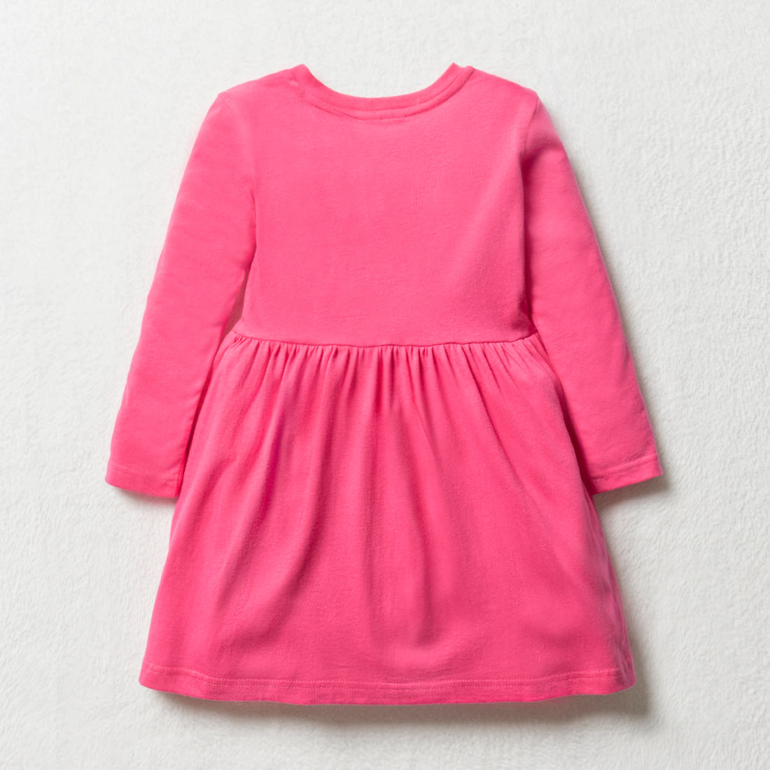 Barbie long sleeve babydoll dress pink-MID PINK-2-3 YRS