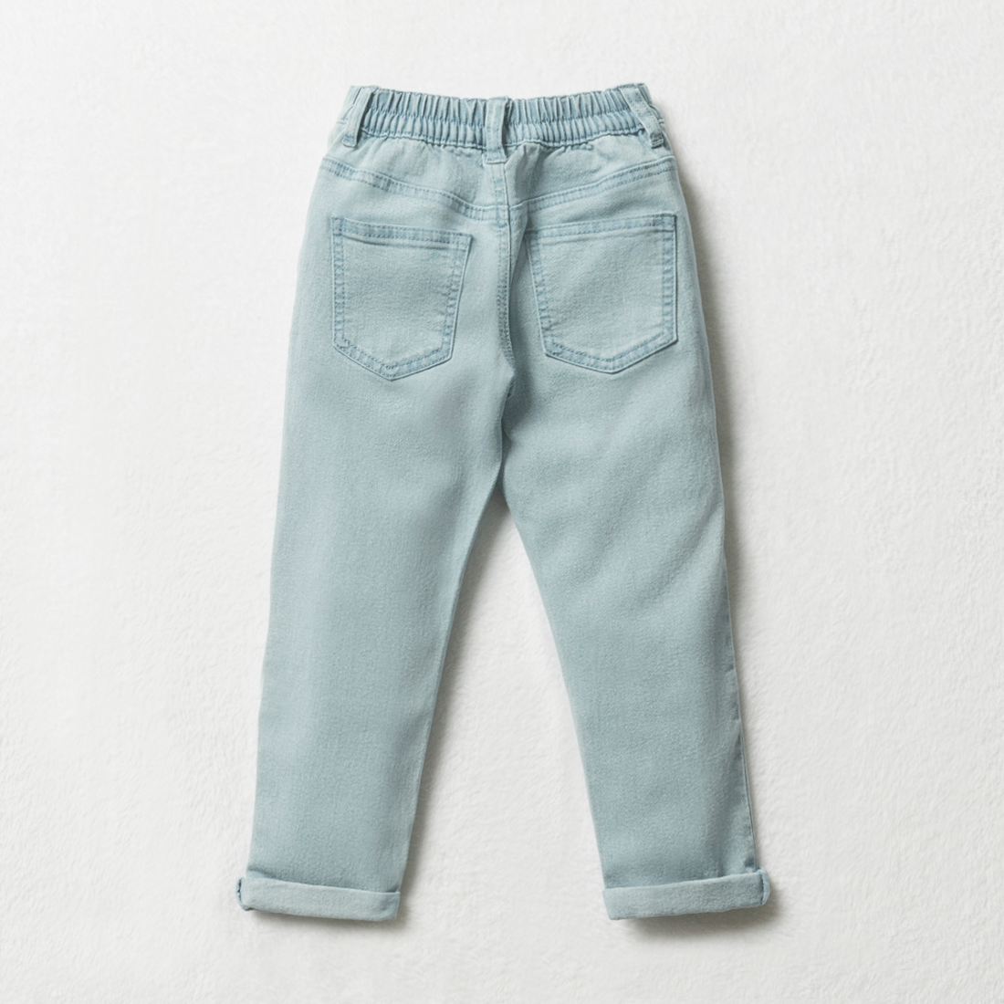 Trousers styled denim relaxed tapered cutlines lig-LIGHT BLUE-2-3 YRS