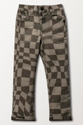 Trousers styled denim straight  checkerboard charc-CHARCOAL-2-3 YRS