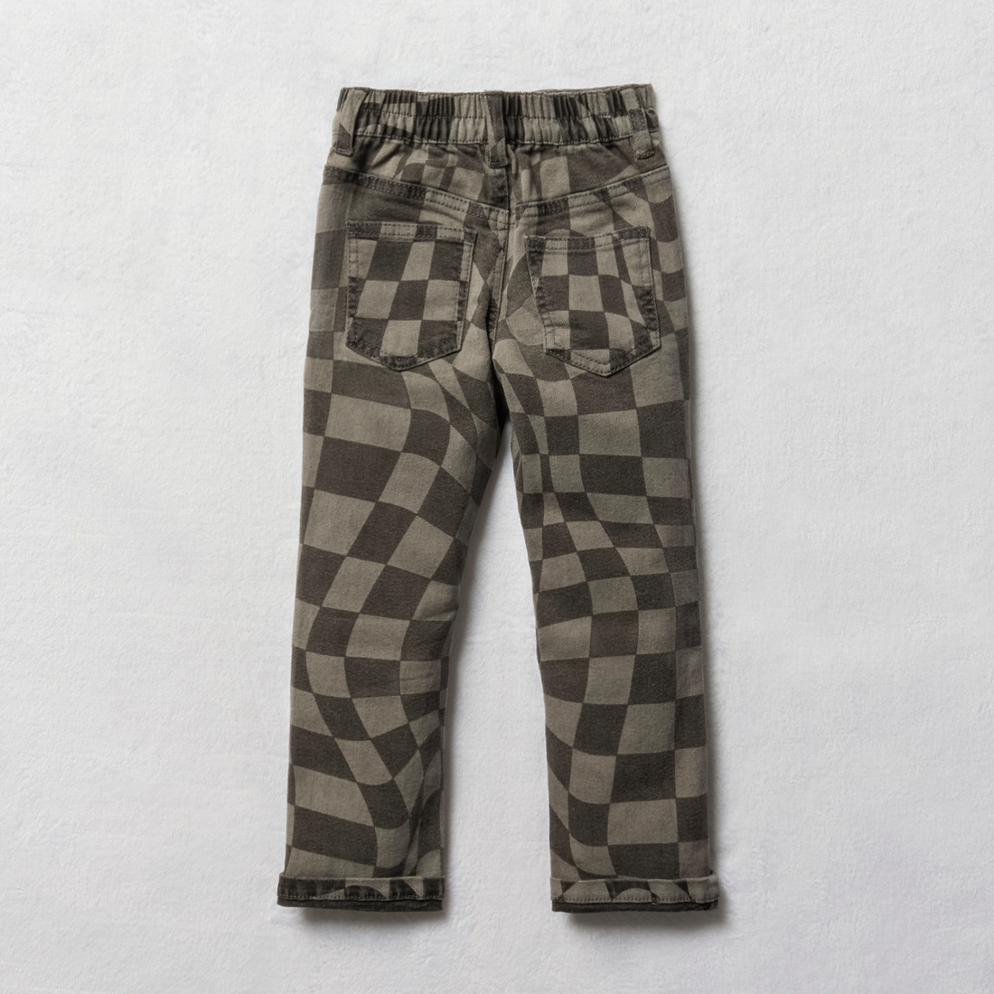 Trousers styled denim straight  checkerboard charc-CHARCOAL-2-3 YRS