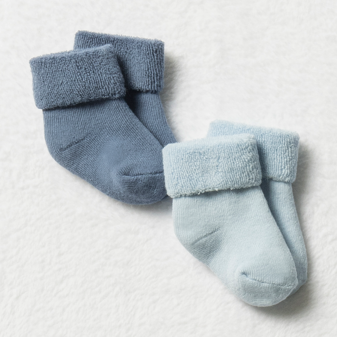 2PK NB SOCKS BLUES-MID BLUE-NEW BORN