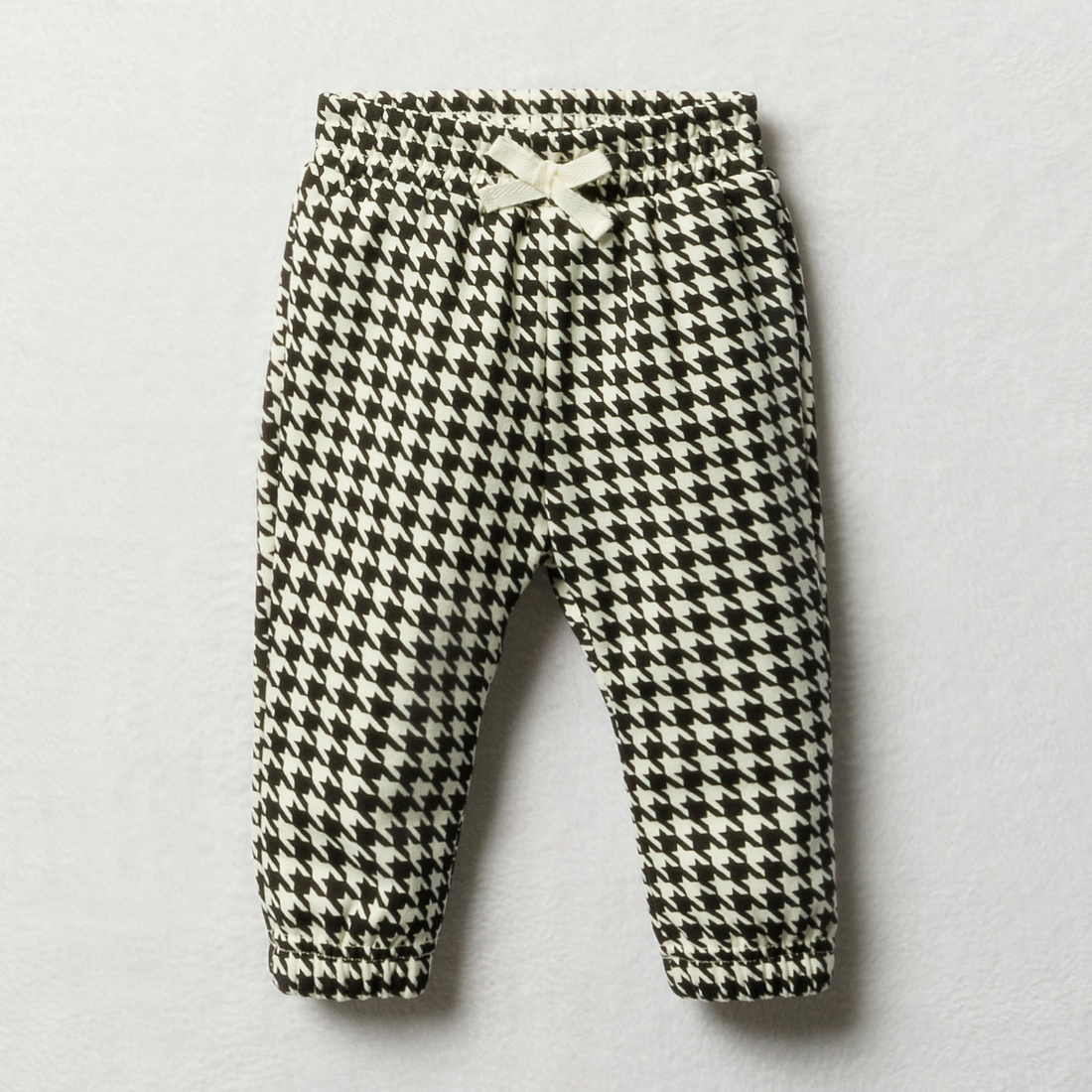 HOUNDSTOOTH TRACKPANTS EGRET-CREAM-3-6 MTHS