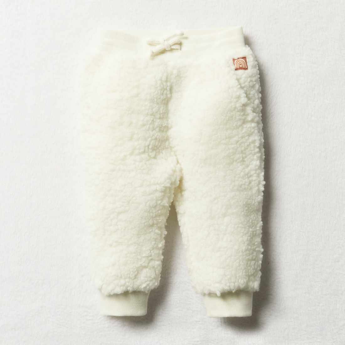 borg styled trackpants egret-CREAM-3-6 MTHS