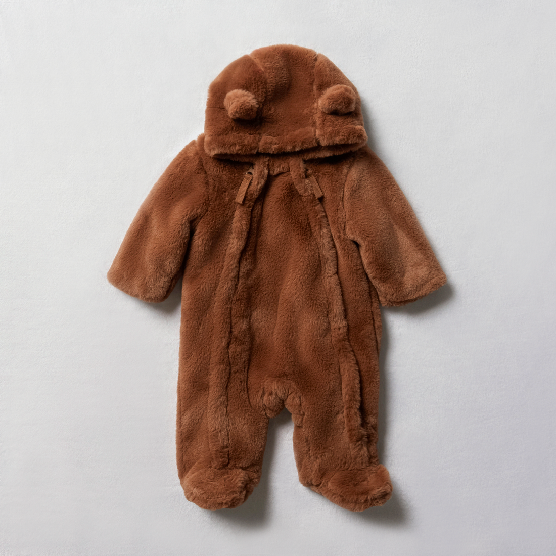 Faux fur double zip babygrow chocolate-CHOCOLATE-0-3 MTHS