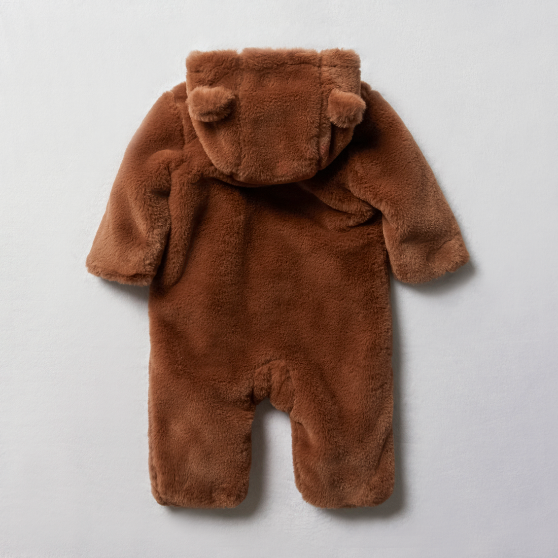 Faux fur double zip babygrow chocolate-CHOCOLATE-0-3 MTHS