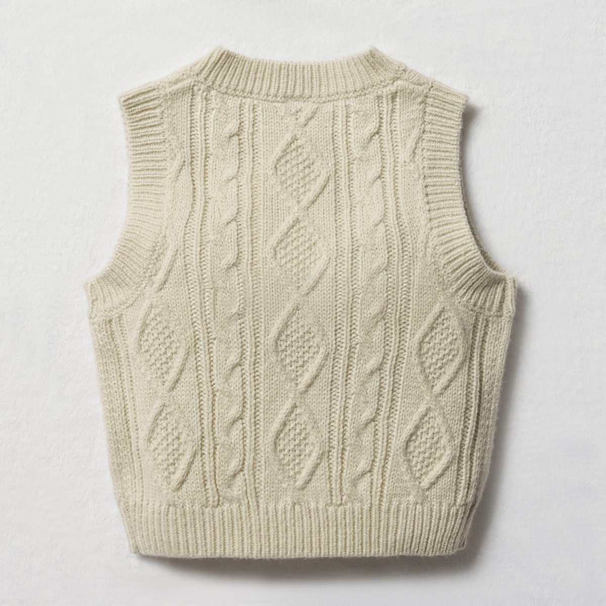 SLEEVELESS CHUNKY KNITWEAR WINTER WHITE-BEIGE-3-6 MTHS (1)