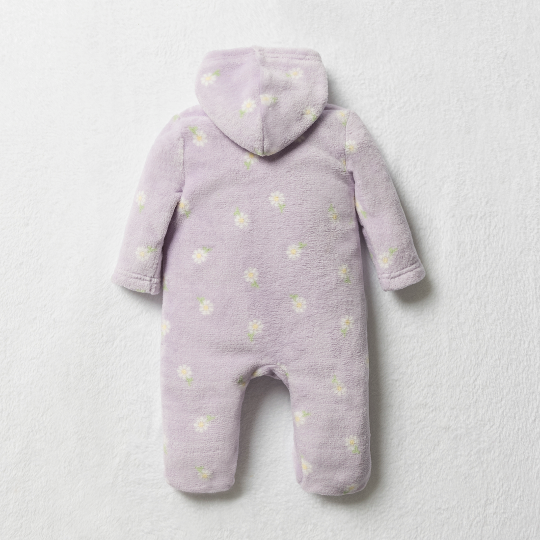 Coral fleece babygrow pastel lilac daisy-LILAC-0-3 MTHS