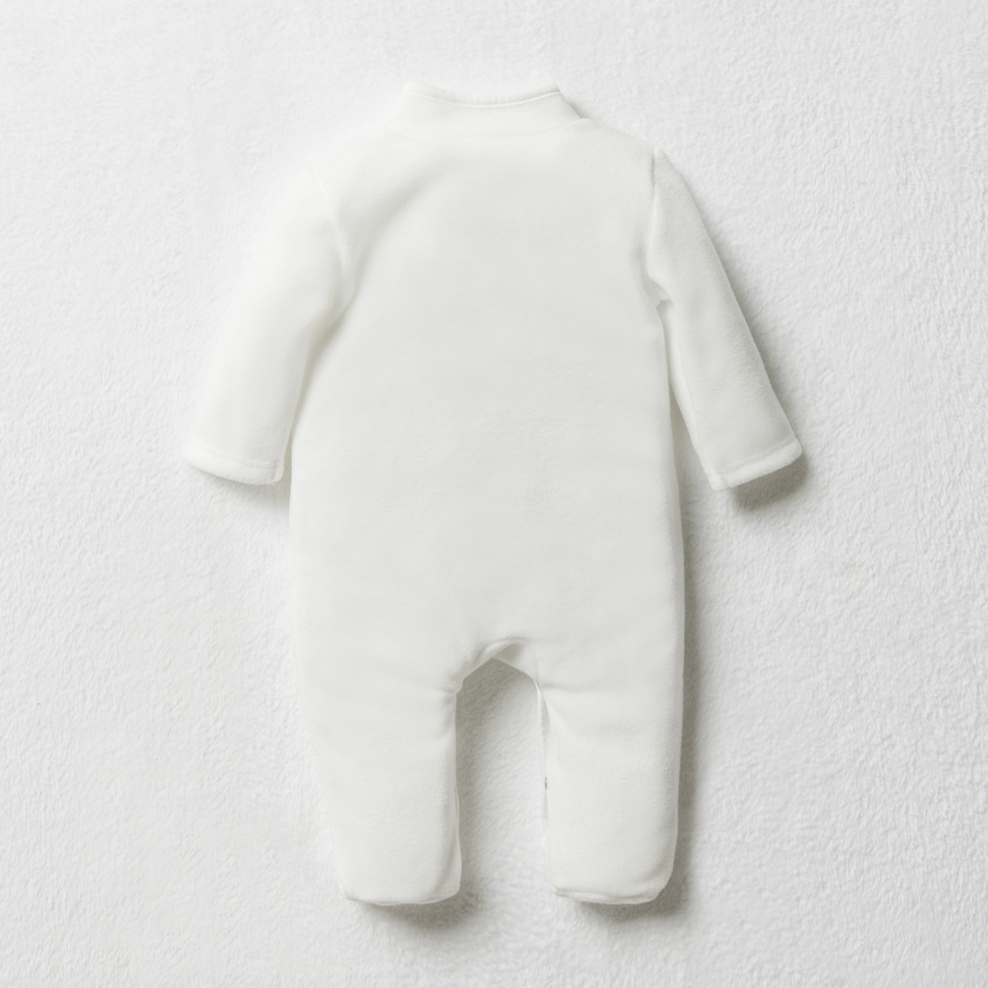 Mandarin collar microfleece babygrow white-WHITE-0-3 MTHS