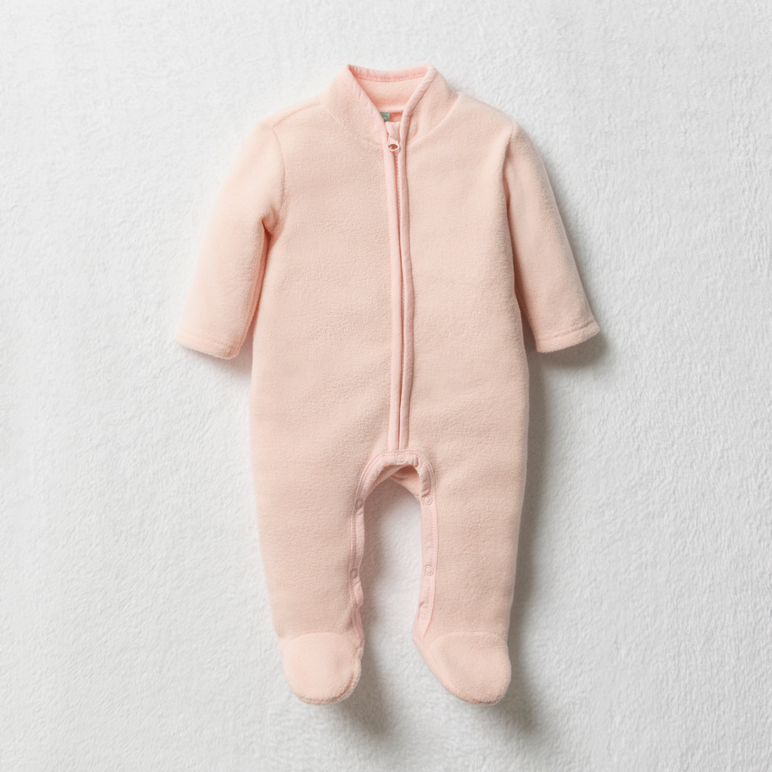 Mandarin collar microfleece babygrow Strawberry cr-LIGHT PINK-0-3 MTHS