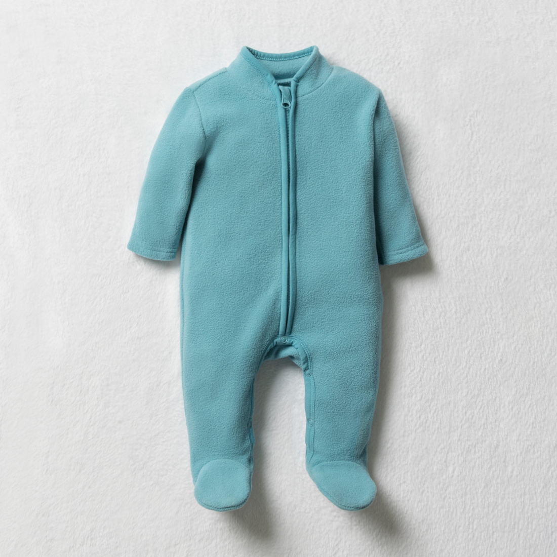 Mandarin collar microfleece babygrow Delphinium bl-MID BLUE-0-3 MTHS