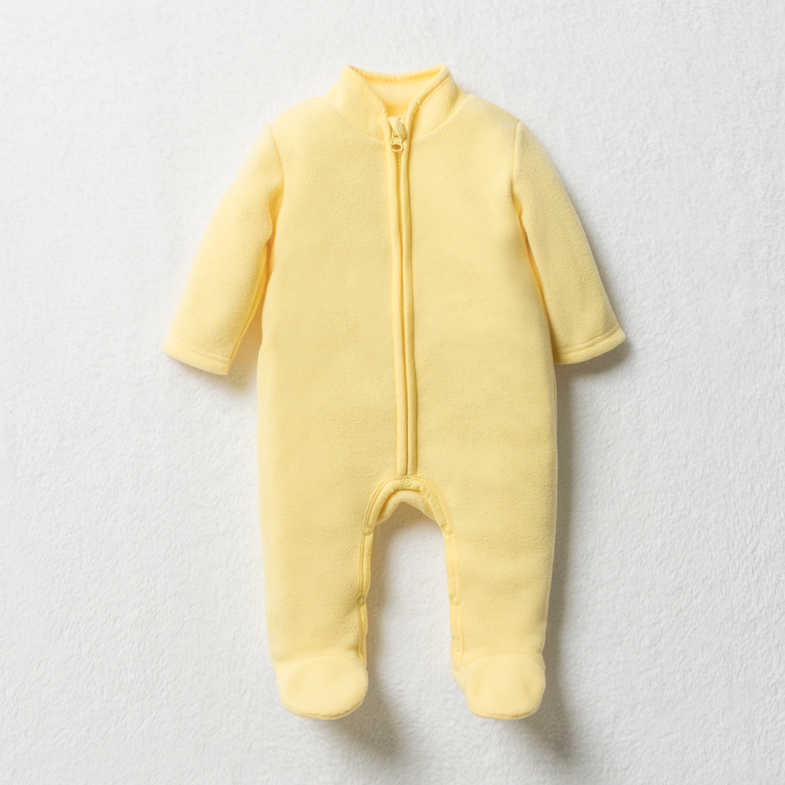 Mandarin collar microfleece babygrow Pale banana-LEMON-0-3 MTHS