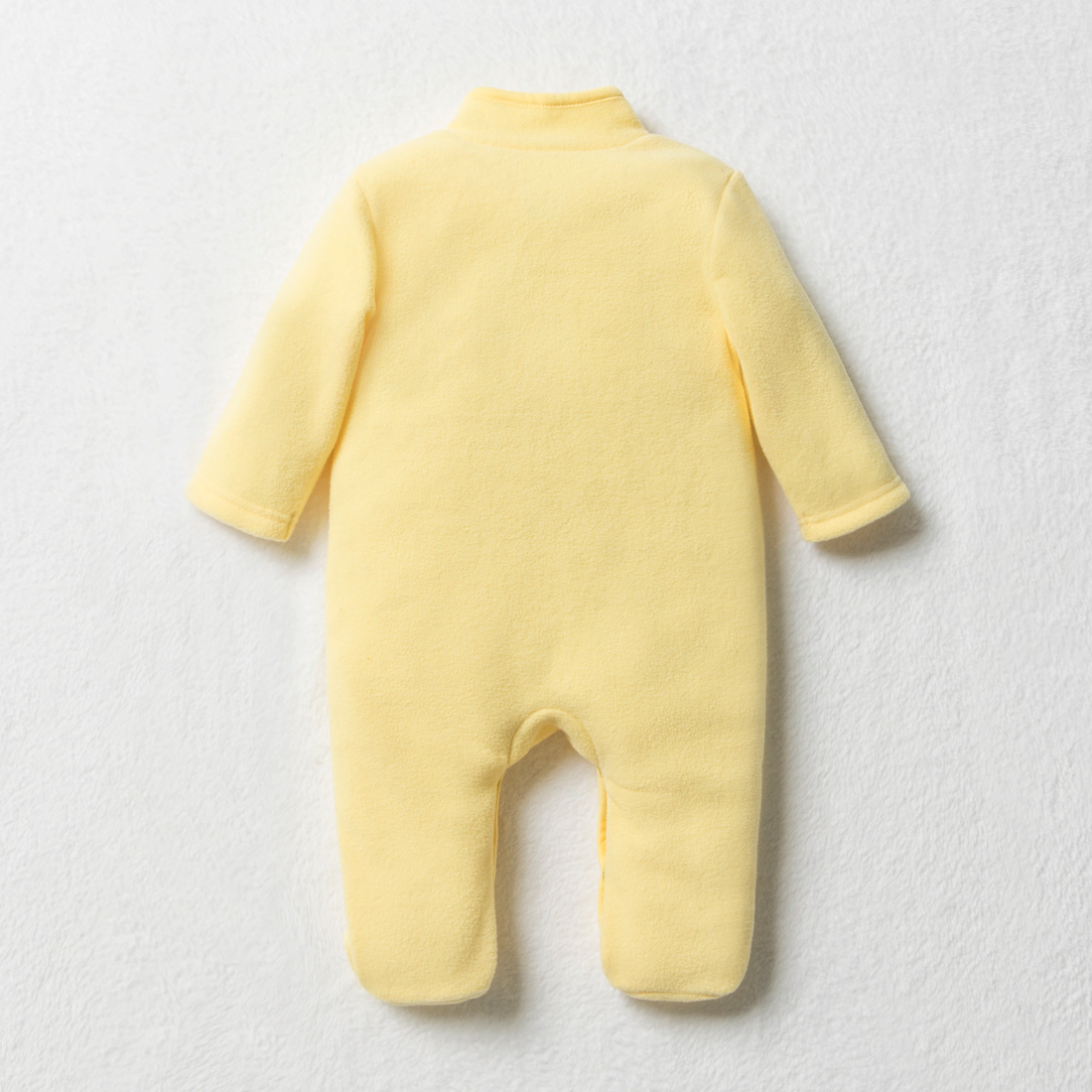 Mandarin collar microfleece babygrow Pale banana-LEMON-0-3 MTHS