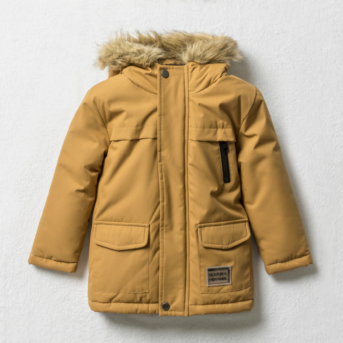 Hooded parka jacket mocha-MOCHA-3-4 YRS