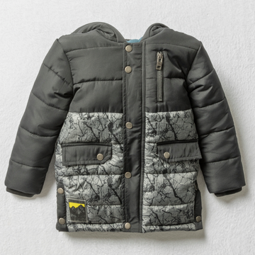 Marble puffer parka hooded black-BLACK-8-9 YRS