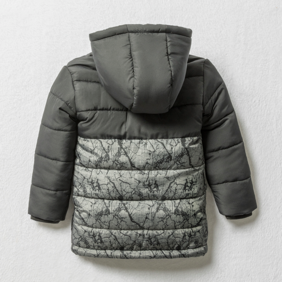 Marble puffer parka hooded black-BLACK-8-9 YRS