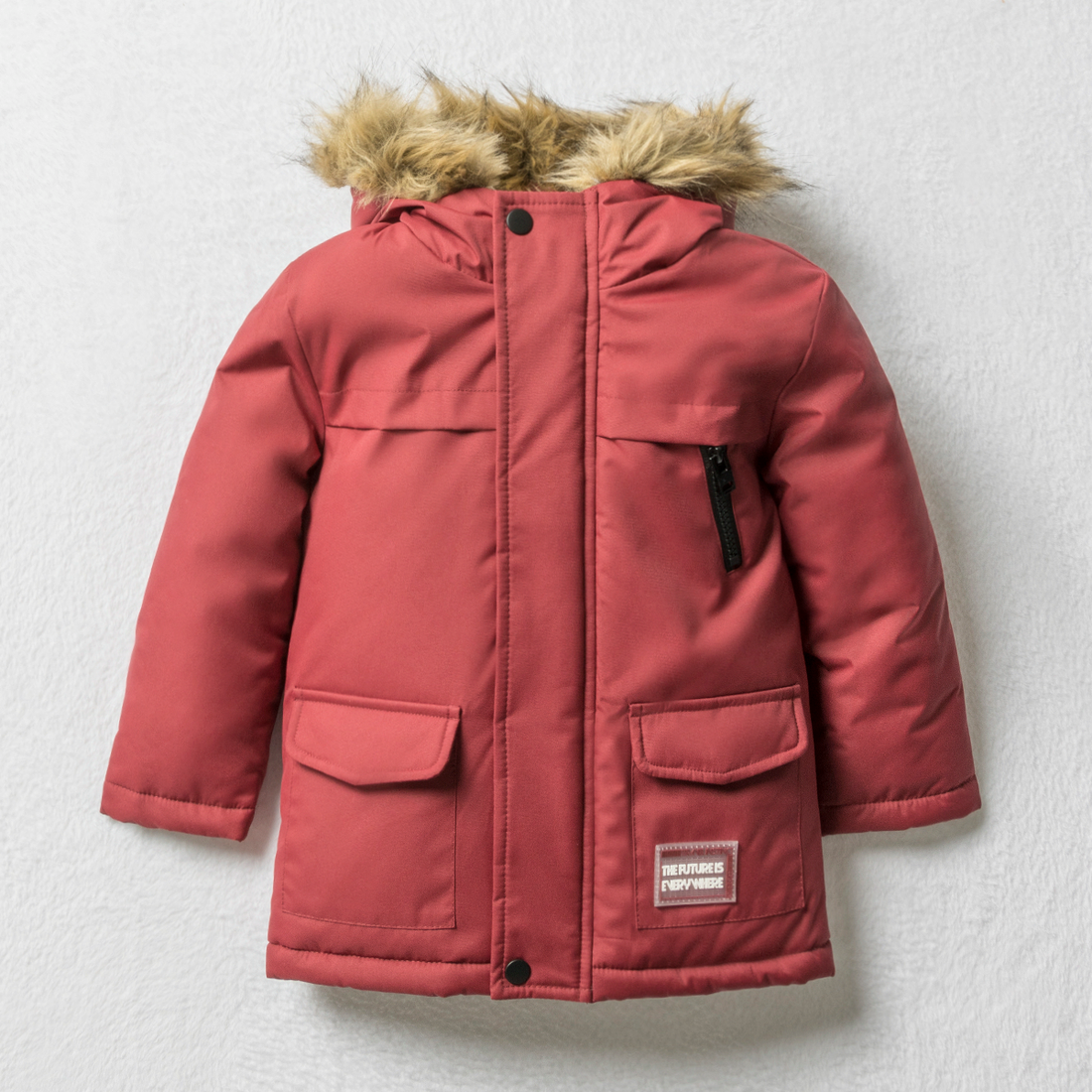 Hooded parka jacket burgundy-BURGUNDY-3-4 YRS