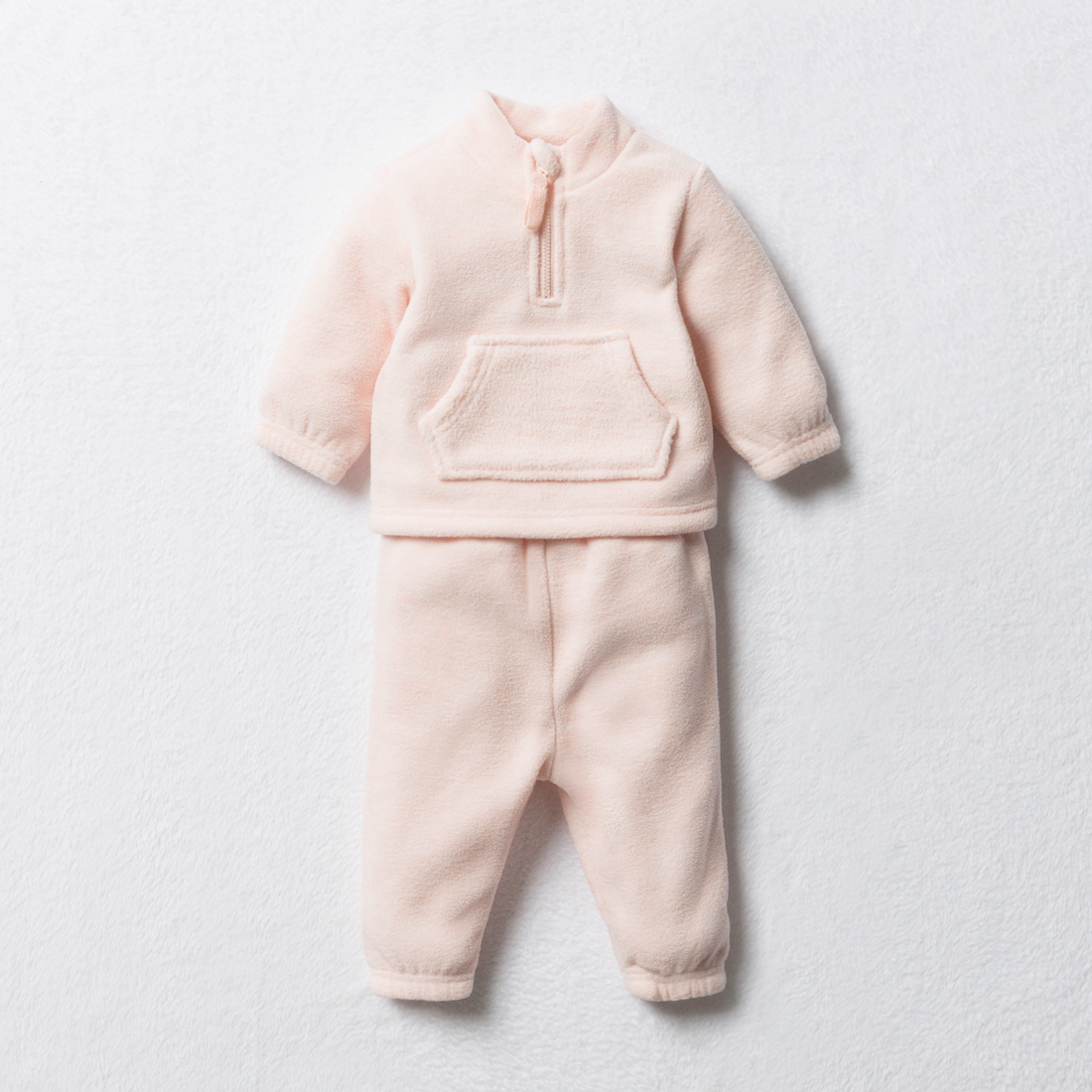 Microfleece tracksuit quarter zip first blush-DUSTY PINK-12-18 MTHS