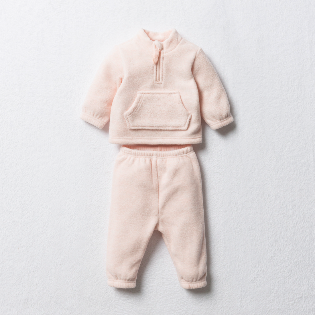 Microfleece tracksuit quarter zip first blush-DUSTY PINK-12-18 MTHS