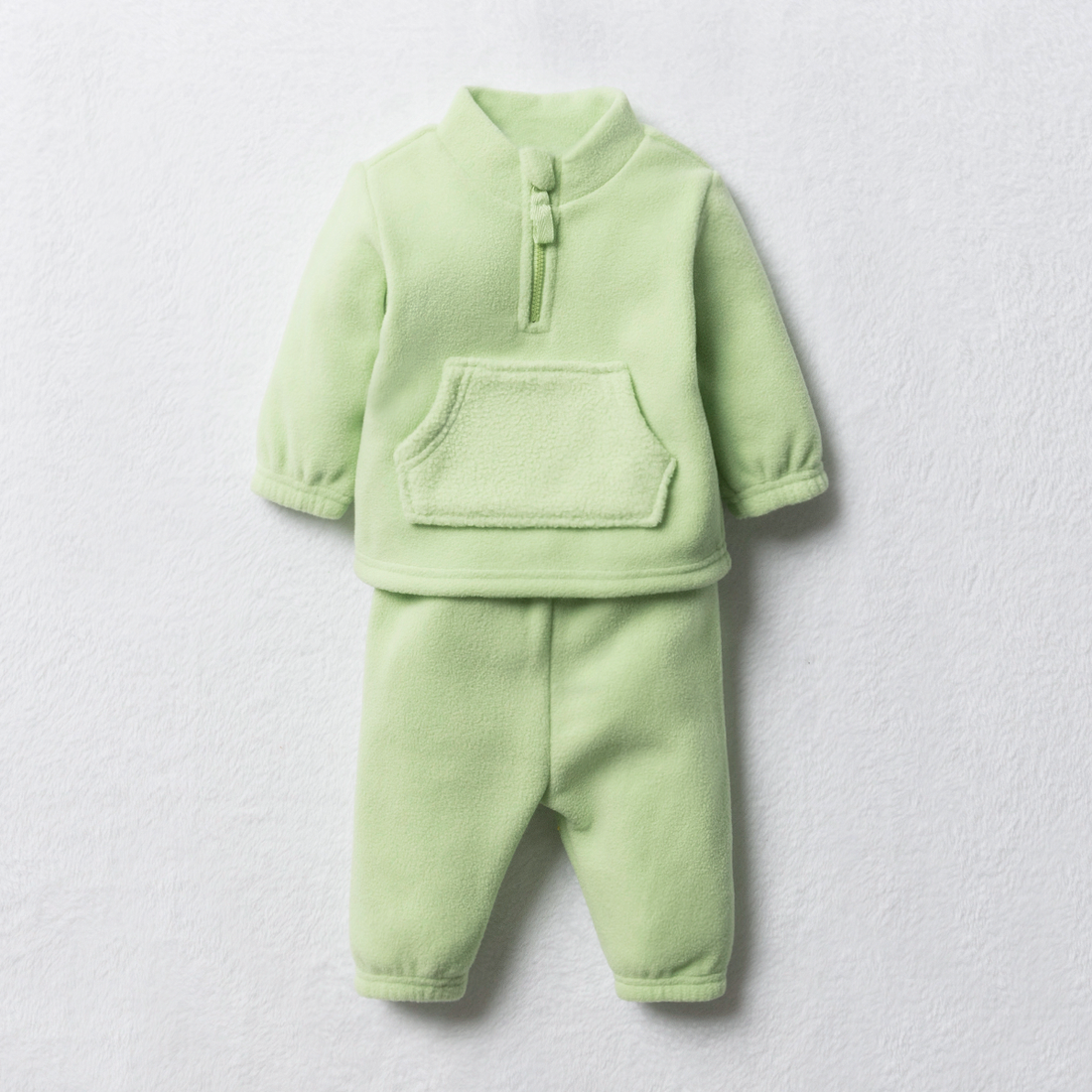 Microfleece tracksuit quarter zip Nile green-LIGHT GREEN-0-3 MTHS