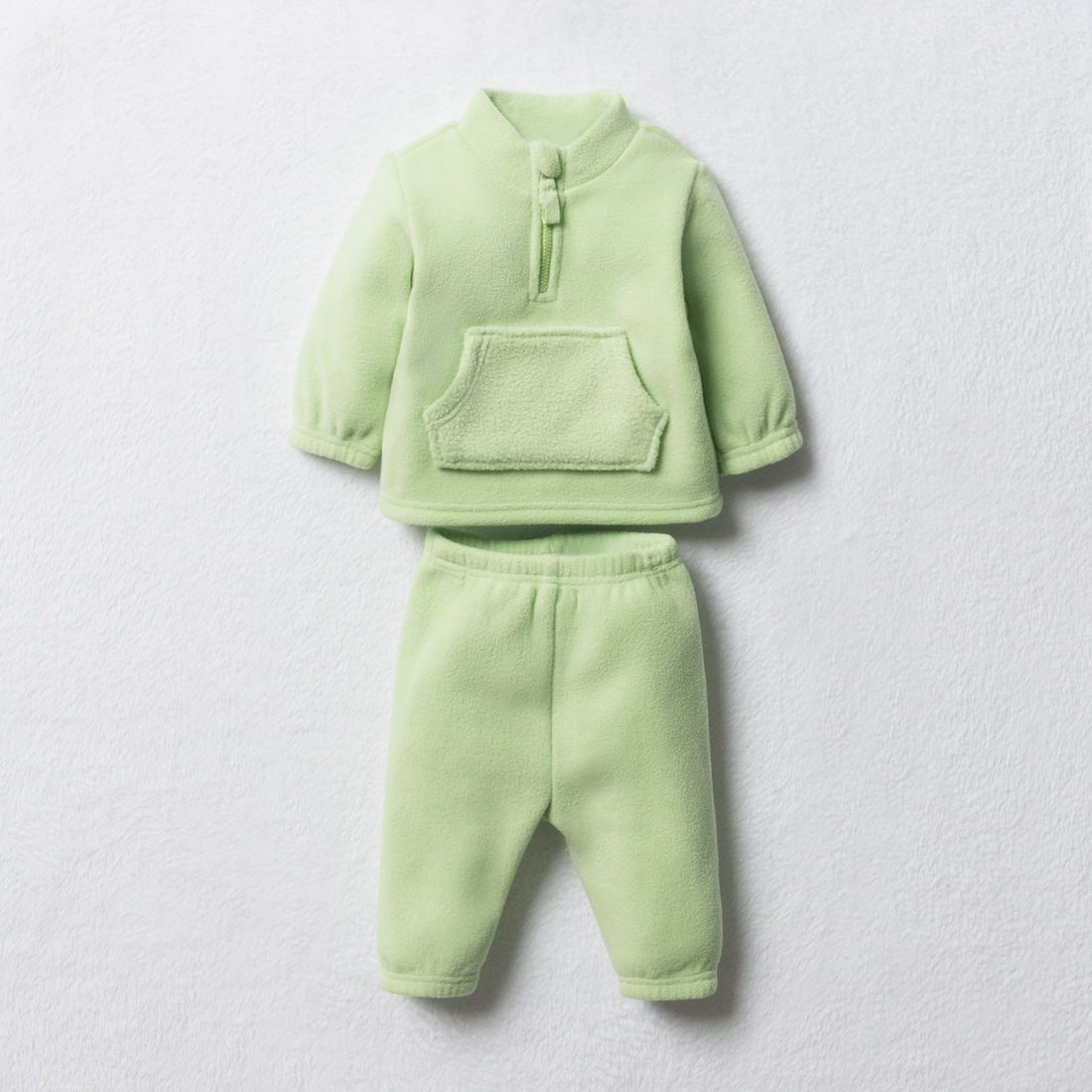 Microfleece tracksuit quarter zip Nile green-LIGHT GREEN-0-3 MTHS