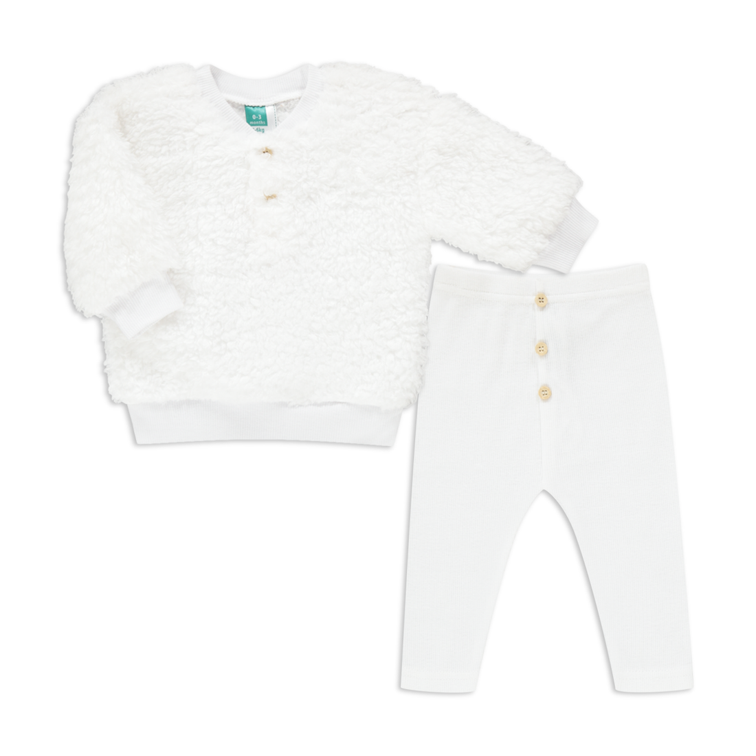 Shaggy fleece crew neck top and legging set white-WHITE-TINY BABY