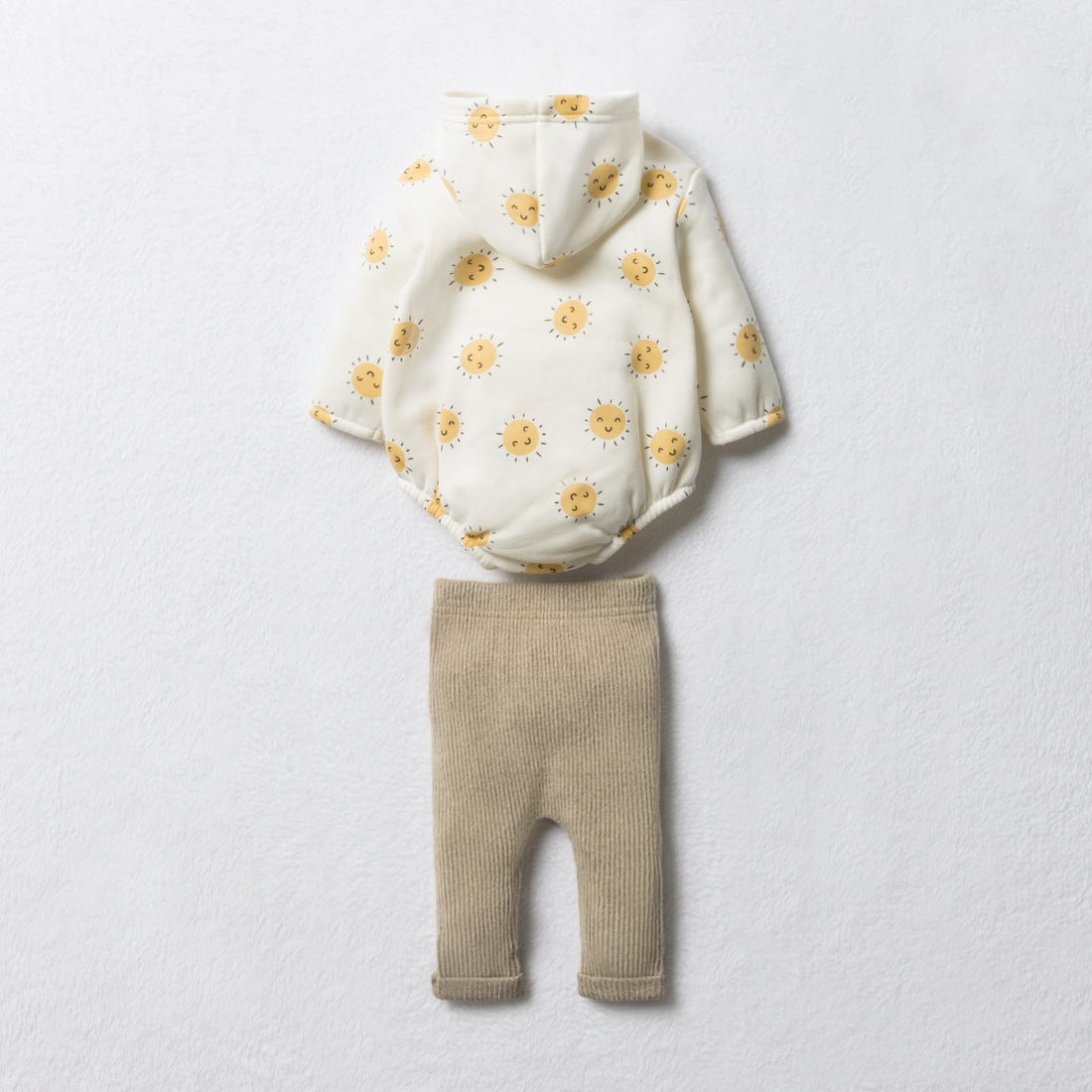 Fleece romper and legging set sun Egret-CREAM-0-3 MTHS