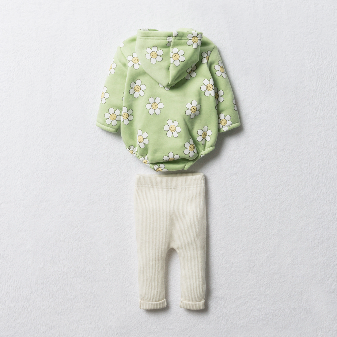 Fleece romper and legging set daisy Nile green-LIGHT GREEN-TINY BABY