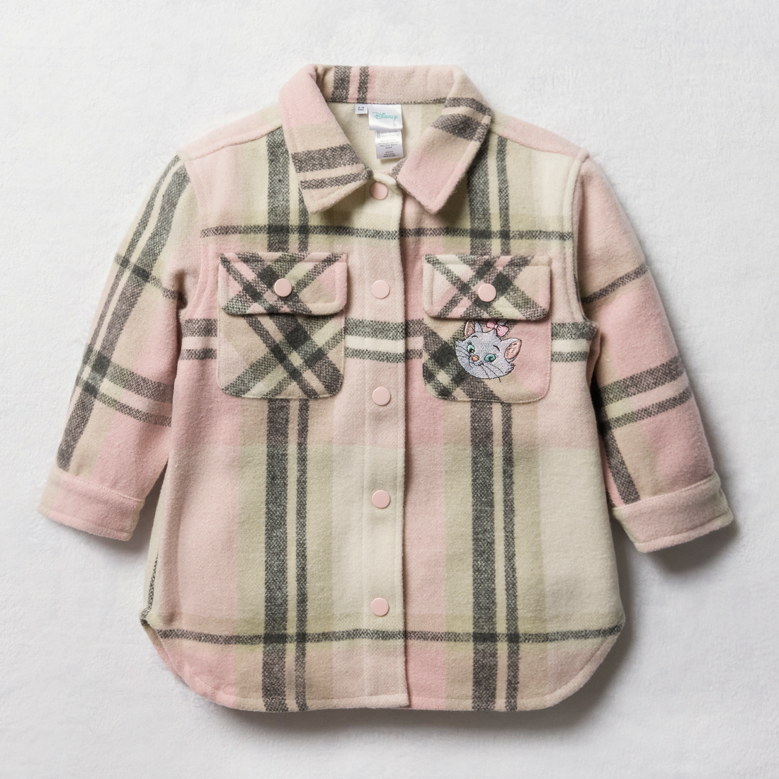 Marie the Cat check embroidery shacket grey-GREY-5-6 YRS