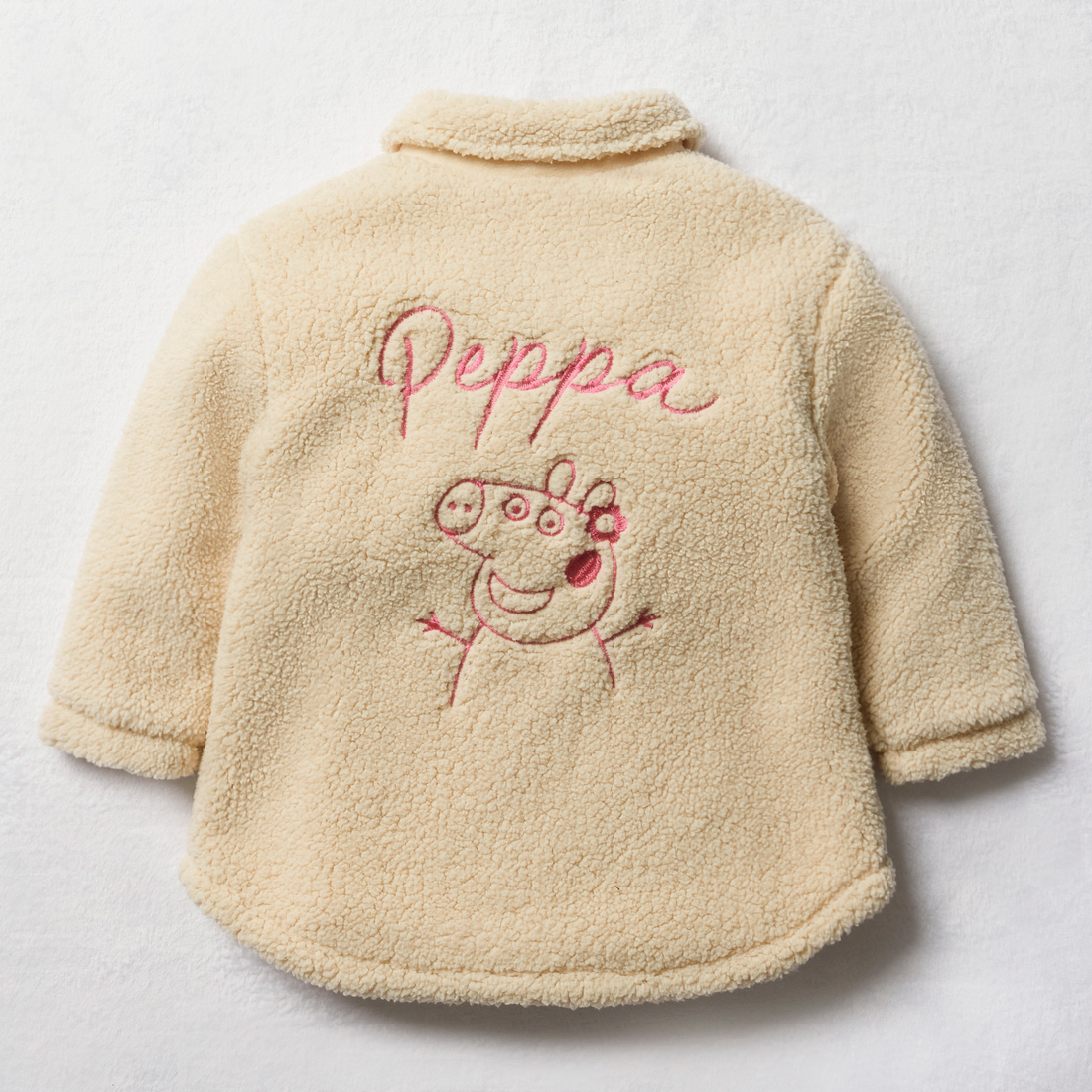 Peppa Pig embroidered sherpa fleece shacket milk-CREAM-5-6 YRS