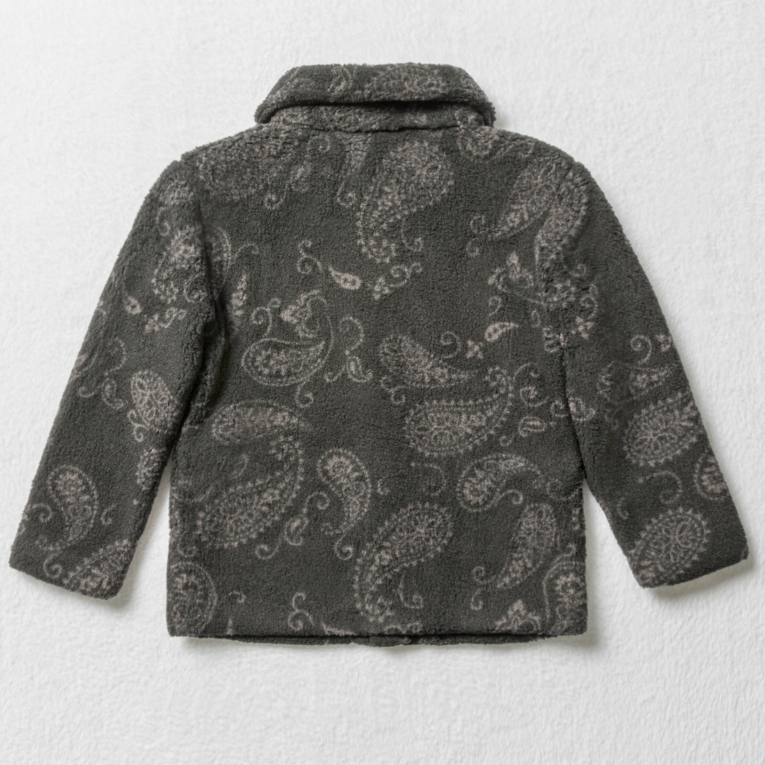 Fluffy paisley shacket black-BLACK-3-4 YRS