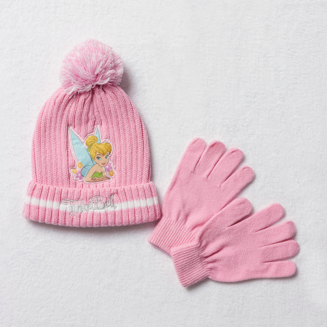 PG tinkerbell st pink gloves and beanie-LIGHT PINK-52 CM