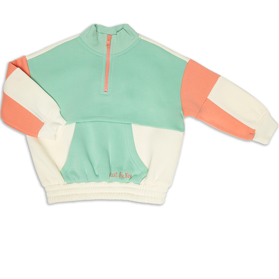 QUATER ZIP TRACKTOP COLOURBLOCK SAGE-SAGE-2-3 YRS