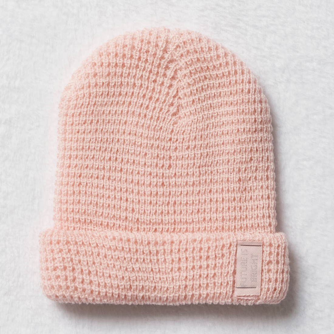 Waffle hat plain strawberry cream-LIGHT PINK-48 CM