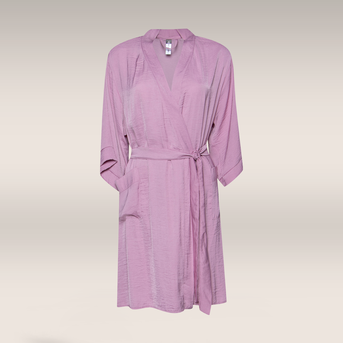 SATIN KNEE LENGTH GOWN-MAUVE-M