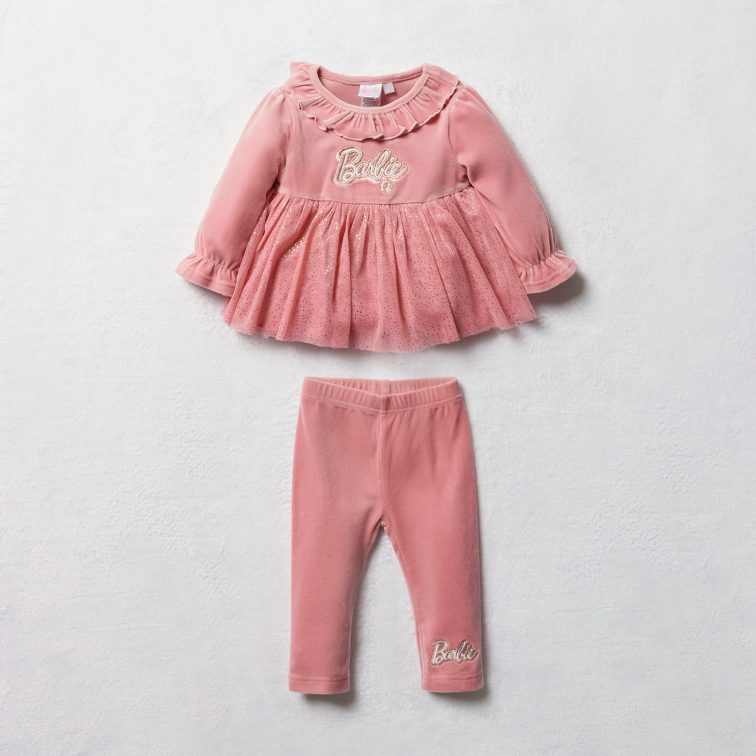 Baby Barbie velour legging set foxglove-MAUVE-6-12 MTHS